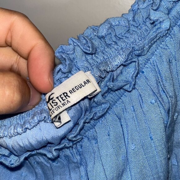 Hollister LightBlue Smocked Puff Sleeve Romper S Womens - Picture 4 of 9